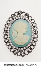 Antique Cameo Silver Brooch