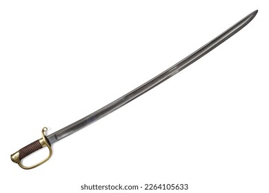 Antique cavalry saber, the end of the 19th century. Isolated, clipping path included