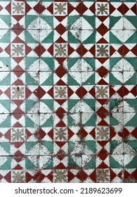 Antique Ceramic Peranakan Wall Tile Pattern On An Old Sino-Portuguese Shop House Located In The UNESCO World Heritage Site Of Georgetown Located On Penang Island, Penang State, Malaysia. Unsharpened