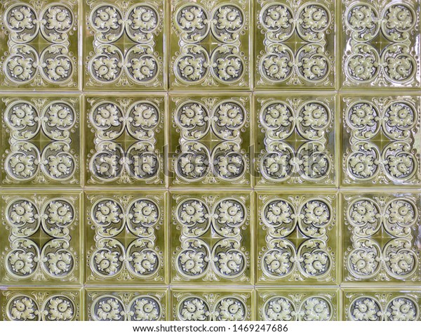 Antique Ceramic Tiles On Fireplace Close Stock Photo Edit Now