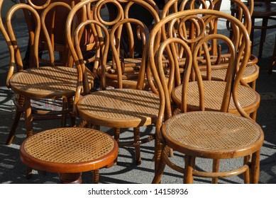 Antique Chairs In A Flea Market