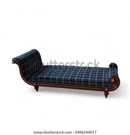 Antique chaise longue covered with Scottish style fabric