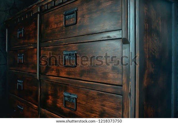 Antique Chest Drawers Background Wooden Boxes Stock Photo Edit