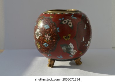 Antique Chinese Lacquer Vase On A White Background