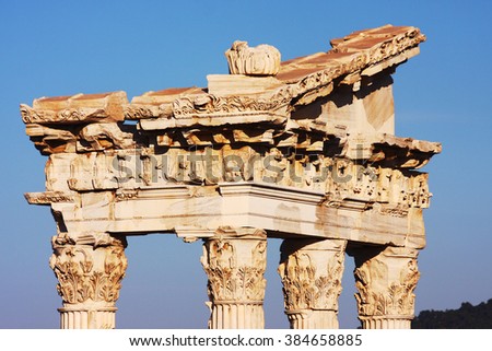 Antique city of Pergamon, Ruins of ancient Asclepion and Acropolis in Bergama, Izmir 