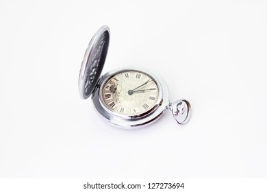 Antique Clock On A White Background