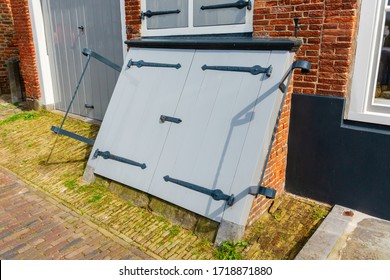 Antique Coal Cellar Door At An Old House In Veere, Netherlands