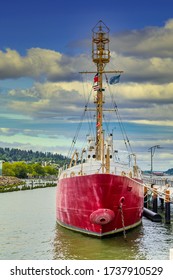 Antique Coast Guard Ship Docked In Astoria Oregon