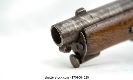 Antique Colonial Percussion Pistol, Believed To Be Local Militia Issue Circa 1850. This Is A Single Shot Muzzle Loading Holster Pistol With A Percussion Lock