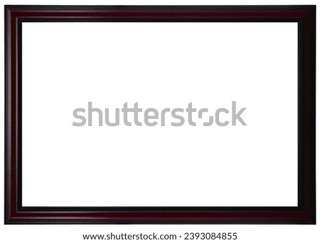 Antique Color Dark vinous Maroon Red Classic Old Vintage Wooden Rectangle mockup canvas frame isolated on white. Blank diverse subject molding baguette. Design element. use for paint, mirror [[stock_photo]] © 