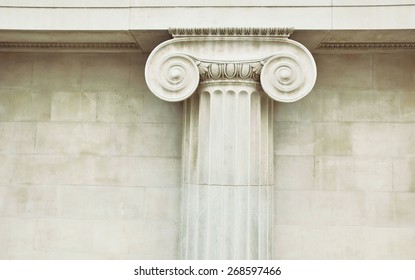 Antique Column In Doric Style Closeup