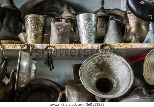 Antique Copper Pots Vases Sale Antique Stock Photo Edit Now