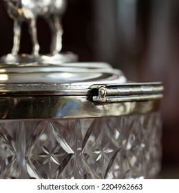 Antique Crystal Box. Glass Close-up