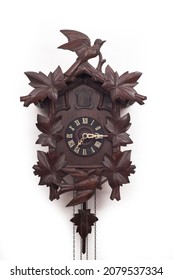 Antique Cuckoo Clock On White Background