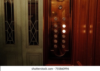 Antique elevator floor button