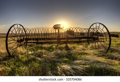 Antique Farm Equipment Sunset Saskatchewan Canada