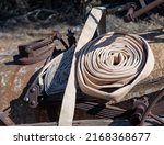 An antique fire wagon and water hose is on display at Pioneer Arizona Living History Museum.