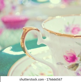 Antique floral tea set macro shot - Powered by Shutterstock