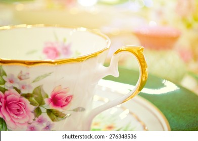 Antique floral tea set macro shot - Powered by Shutterstock