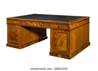 Antique gentlemen's partners desk with black leather top