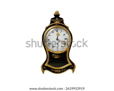 antique gilded pendulum clock isolated on white background