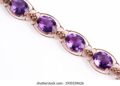 An Antique Gold And Amethyst Bracelet