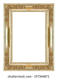 Empty Gold Frame On White Background Stock Illustration 697114585