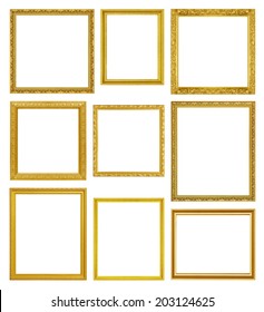 The Antique Gold Frame On The White Background