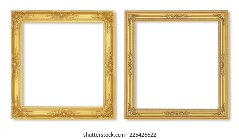 The Antique Gold Frame On The White Background