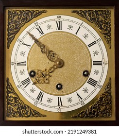 Antique Golden Clock Face Close Up