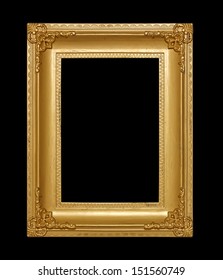 Antique Golden Frame isolated on Black Background