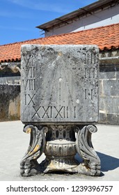 Antique Grey Carved Stone Altitude Sun Dial (sun Clock), Portugal