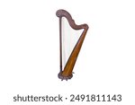 antique harp isolated on white background