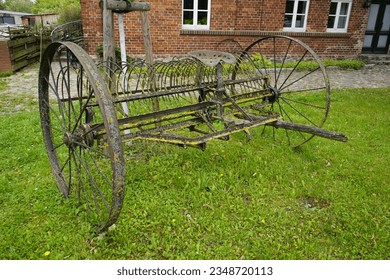 

Antique hay hook pulled by horses. Mecklenburg-West Pomerania, Germany.
