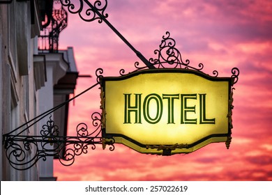 Antique Hotel Sign In Germany