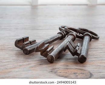 Antique iron keys on wooden background
 - Powered by Shutterstock