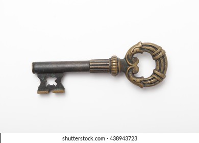 Antique Key On White Background