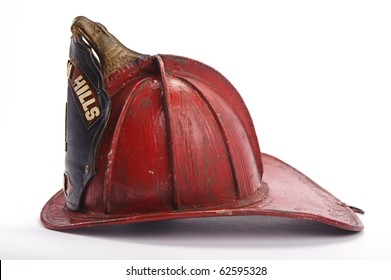 Antique leather fire helmet