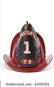 Antique leather fire helmet