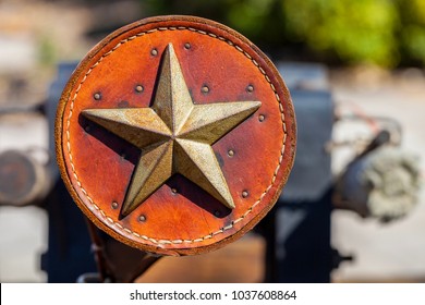 Antique Leather Ornament Decorated With Metal Texas Star