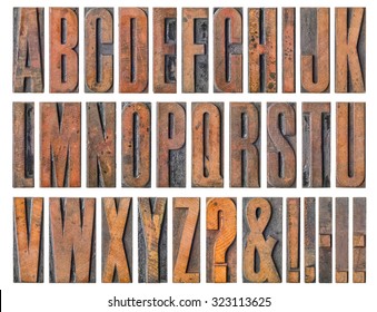 Antique letterpress wood type printing blocks - Alphabet - Shutterstock ID 323113625