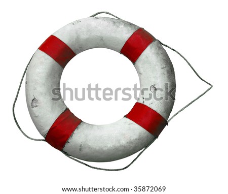 Antique Life Buoy isolated with clipping path