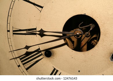 Antique Looking Grandfather Clock Face With Gears