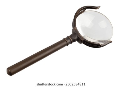 Antique magnifying glass isolated on white background - Powered by Shutterstock