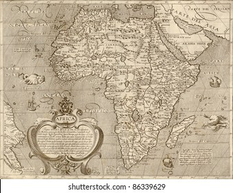 Antique Map Of Africa.From Atlas By Arnoldo Di Arnoldi Of Italy, Circa 1600.