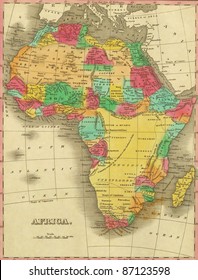 Antique Map Of Africa.From Atlas By Anthony Finley, 1831