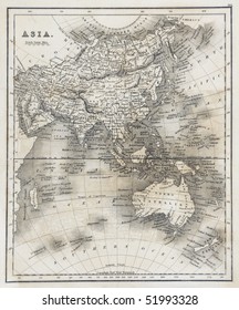 Antique Map Of Asia Dated 1827