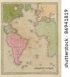 Antique map of the Atlantic Ocean  from the out of print 1841 Goodrich atlas