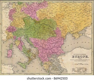 Antique Map Of Eastern Europe  From The Out Of Print 1841 Goodrich Atlas