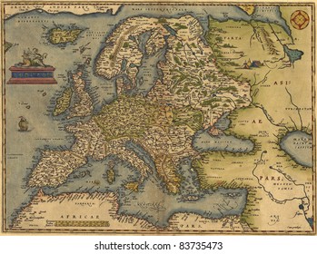 Antique Map Of Europe,  By Abraham Ortelius, Circa 1570